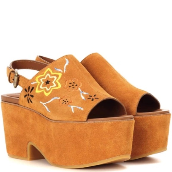 See By Chloe Shoes - See By Chloé | Dakota Embroidered Suede Platform Size 10